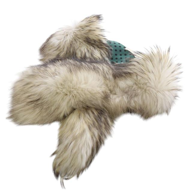 【中古】ベア ユク ムイ ラクーンファー ストール マフラー ティペット 42 アイボリー 茶色 /SR17 レディース