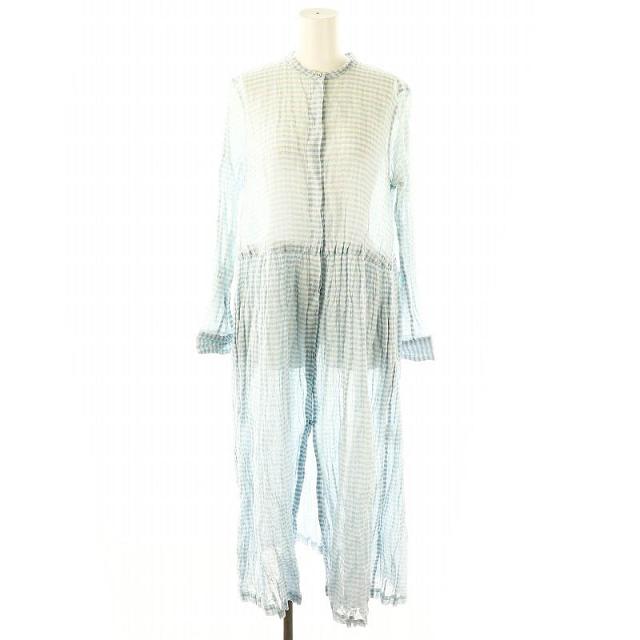 【中古】オールドマンズテーラー スチールリネンギンガムチェックフロントオープンドレス ワンピース 長袖 M