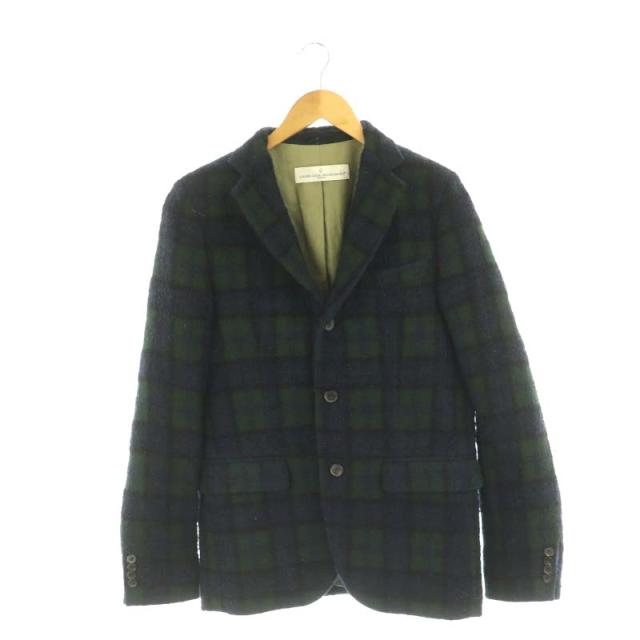 【中古】ゴールデングース GOLDEN  チェック柄3Bテーラードジャケット シングル XXS 紺 緑 /HK ■OS メンズ