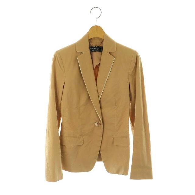 【中古】サルヴァトーレフェラガモ Salvatore Ferragamo 1Bテーラードジャケット 背抜き シングル 38 ベージュ /HK