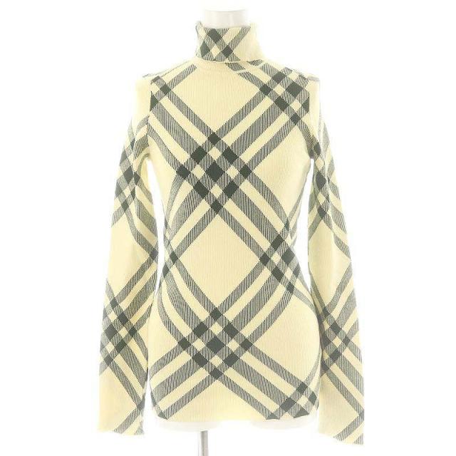 【中古】バーバリー 8080965 チェック ハイネックセーター ニット M クリームイエロー 緑 /MI ■OS ■SH レディース