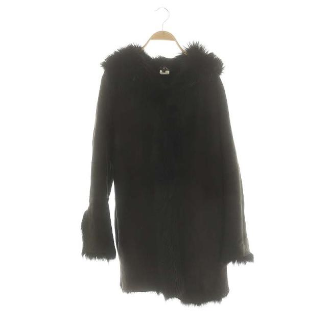 中古】カルバンクライン CALVIN KLEIN フード ムートンコート 羊革 4