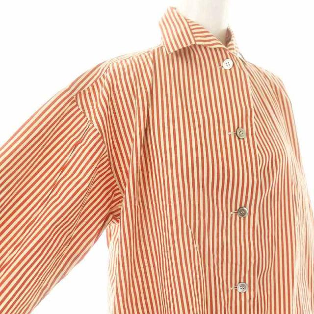 【中古】イッセイミヤケ 80s 筆タグ ストライプ長袖シャツ チュニック M レッド アイボリー /DO ■OS 中古】イッセイミヤケ 80s 筆タグ ストライプ長袖シャツ チュニック M
