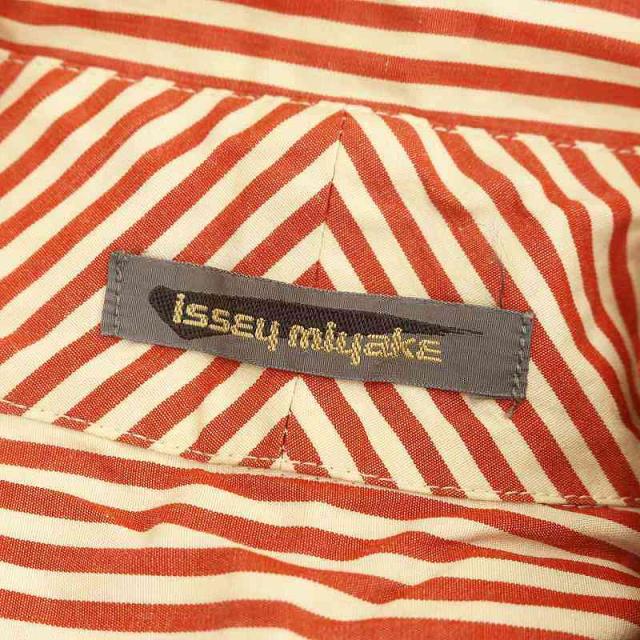 【中古】イッセイミヤケ 80s 筆タグ ストライプ長袖シャツ チュニック M レッド アイボリー /DO ■OS 中古】イッセイミヤケ 80s 筆タグ ストライプ長袖シャツ チュニック M