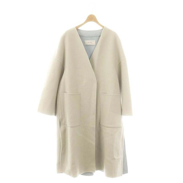 ADORE ライトグレー ロングコート ライトリバームートン襟付きロング
