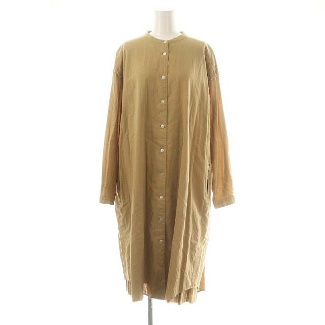 【中古】イクナ/スズキタカユキ オーガニックコットンバックプリーツワンピース ロング 長袖 1 ベージュ