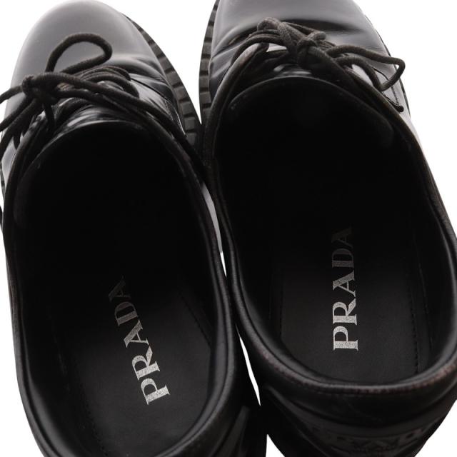 中古】プラダ PRADA バックラバープレートシューズ レースアップ