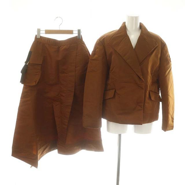 【中古】ティーチ ウォームドエアーブルゾン カーゴトライアングルスカート ミリタリー セットアップ 36 1 ブラウン