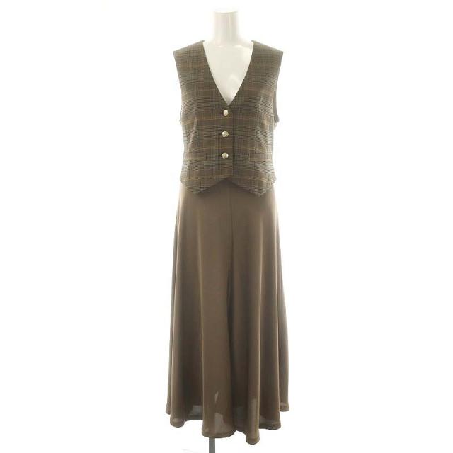 【中古】ダイアグラム グレースコンチネンタル 24AW サテンコンビジレワンピース ロング 36 ブラウン 中古】未使用品 ダイアグラム グレースコンチネンタル 24AW サテン
