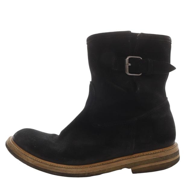 【中古】ブッテロ BUTTERO エンジニアブーツ ショート スエード 42 ブラック /YO15 ■AD メンズ