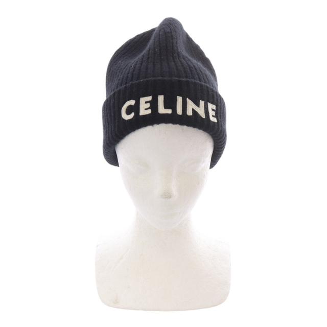 中古】セリーヌ CELINE エンブロイダリーニット帽 TU 黒