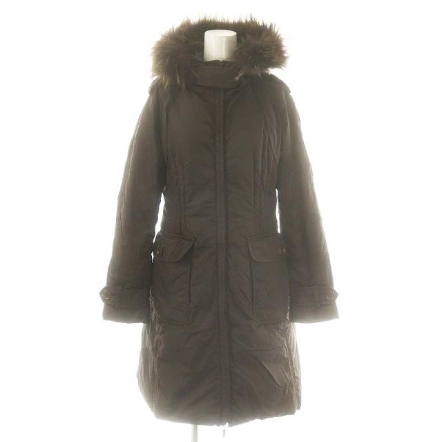 【中古】モンクレール MONCLER ファー ダウンコート ダウンジャケット アウター 1 ブラウン /DF ■OS レディース