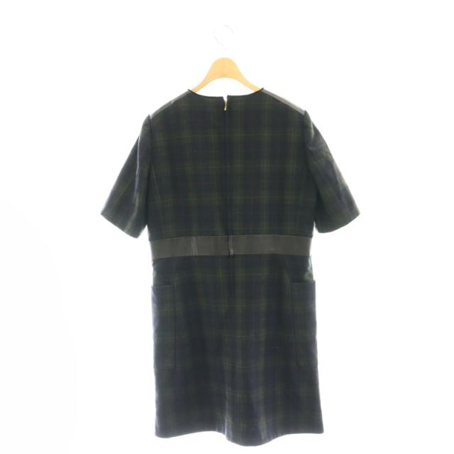 【中古】ドゥロワー ウールカシミヤレザー切替チェック柄ショートスリーブドレス ワンピース 膝丈 40 中古】ドゥロワー ウールカシミヤレザー切替チェック柄ショート
