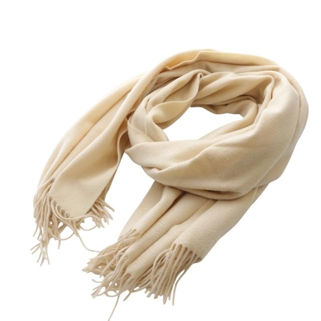 未使用 ジョンストンズ カシミヤ 大判ショール ストール アイボリー