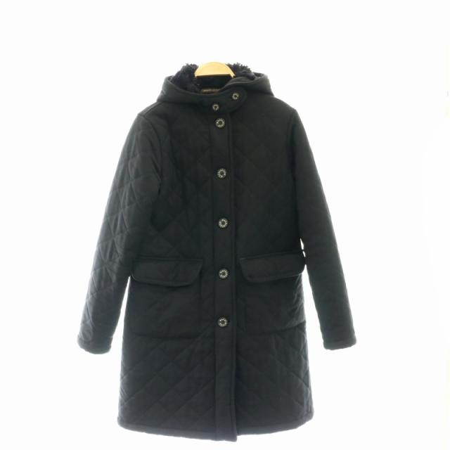 【中古】マッキントッシュ キルティングフーディコート ロング ファー ウール 38 ブラック /DO ■OS ■SH