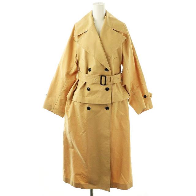 【中古】シクラス CYCLAS 2WAY トレンチコート スプリングコート ロング ショート ベルト付き 34 ベージュ レディース