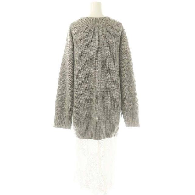 【中古】ダイアグラム グレースコンチネンタル 25SS シアーレースニットワンピース 36 グレー 白 レディース