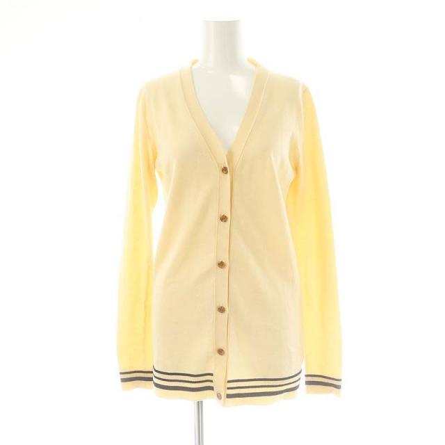 【中古】アディアム ADEAM ニットカーディガン Vネック 長袖 0 ライトベージュ 41028 /DF ■OS レディース