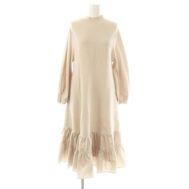 【中古】アナイ ANAYI 23SS ニットタフタティアードワンピース ひざ丈 ミディ丈 38 ピンク /DF ■OS レディース