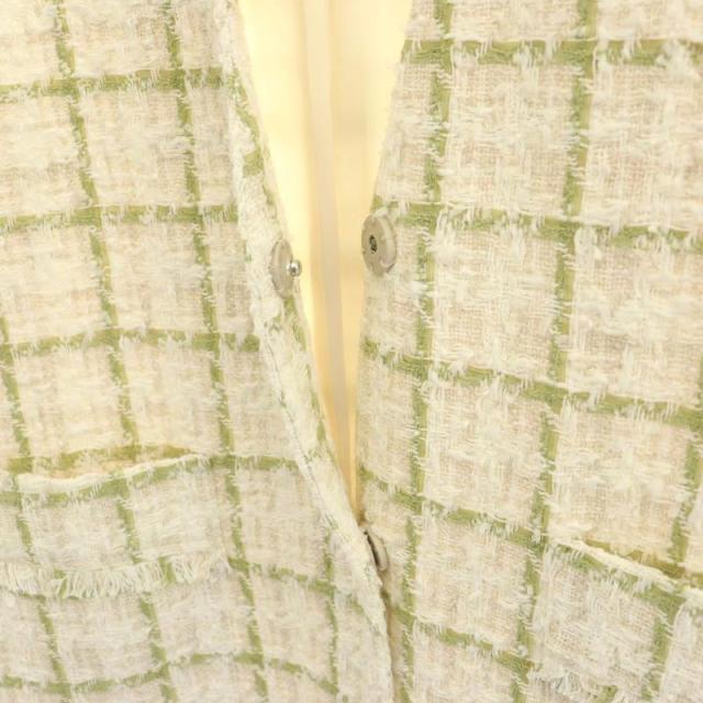 セオリーリュクス theory luxe 23SS BALZAR ODINE ツイードジレ ベスト 038 白 生成り 緑 /MI ■OS レディース 中古】セオリーリュクス theory luxe 23SS BALZAR ODINE