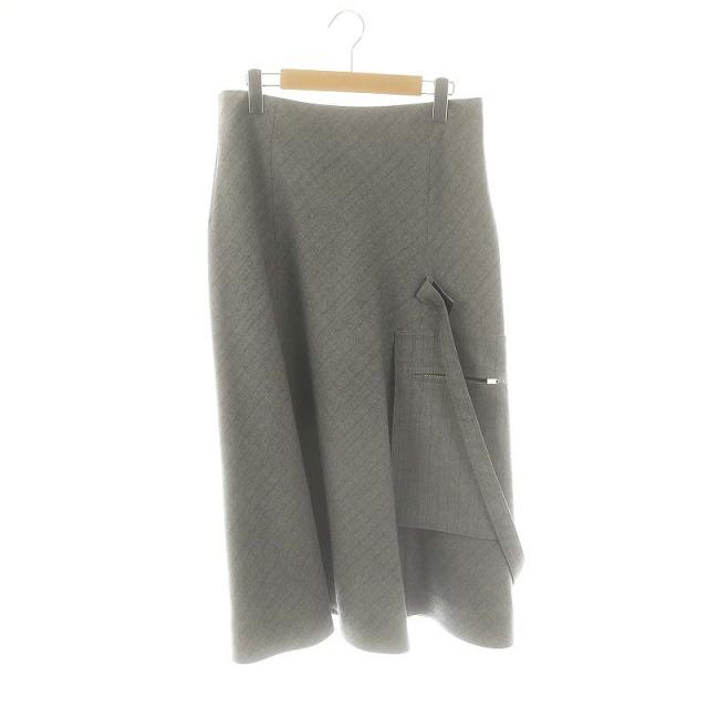 【中古】サカイ sacai 23AW チョークストライプ ストラップ付き スカート ロング 3 XL グレー /SY ■OS レディース