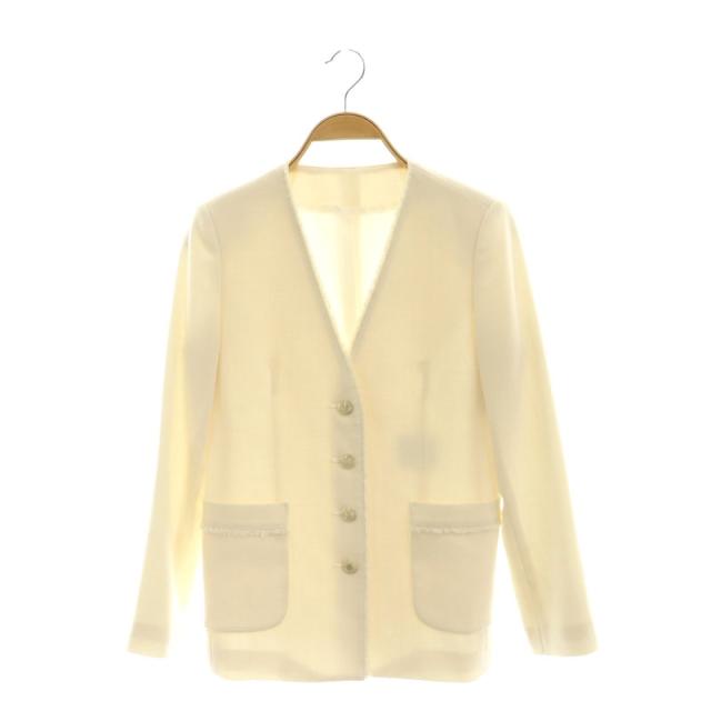 【中古】アナイ ANAYI 23SS ライトスラブノーカラージャケット 34 アイボリー /MI ■OS レディース