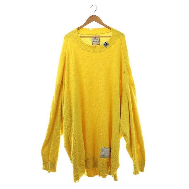 【中古】メゾンミハラヤスヒロ 24SS Wide Back Knit Sweater ニット セーター ダメージ加工 黄色 ■OS ■SH メンズ
