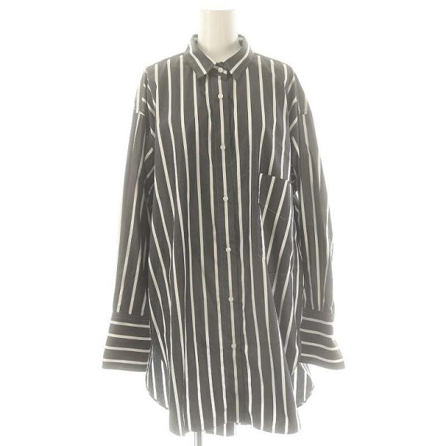 【中古】ローベリイテアンドシーオー アパルトモン取扱 Wide Stripe Shirt シャツ ロング 38 グレー 白 レディース