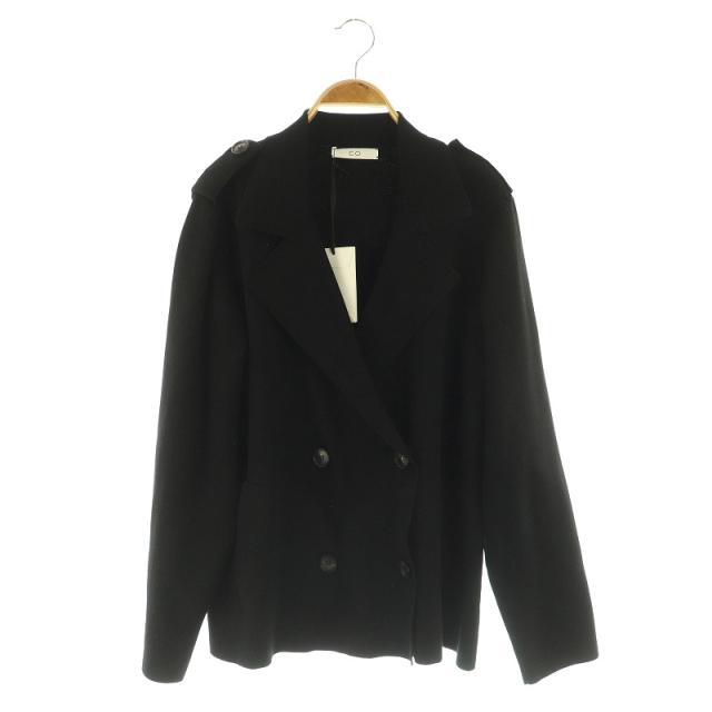 【中古】未使用品 コー CO ダブルジャケット ニット L ブラック /MY ■OS レディース