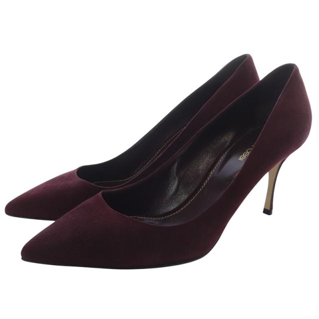 新品 セルジオロッシ 黒 ポインテッド 布地 ピンヒール パンプス 22cm