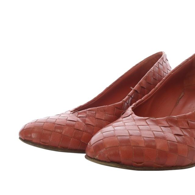 【中古】ボッテガヴェネタ BOTTEGA VENETA パンプス ハイヒール イントレチャート プレーントゥ レザー 35.5C レッド