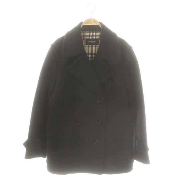 【中古】バーバリー ロンドン BURBERRY LONDON ダブルメルトンPコート ミドル丈 L ブラック /HK ■OS レディース 中古】バーバリー ロンドン BURBERRY LONDON ダブルメルトンPコート