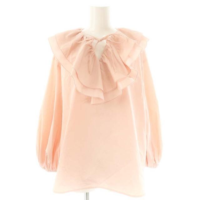 美品✨ 23AW ヨリ　ダブルフリルカラーブラウス　　フリル　サーモンピンク 中古】ヨリ yori 23AW ダブルフリルカラーブラウス 長袖 36 サーモン