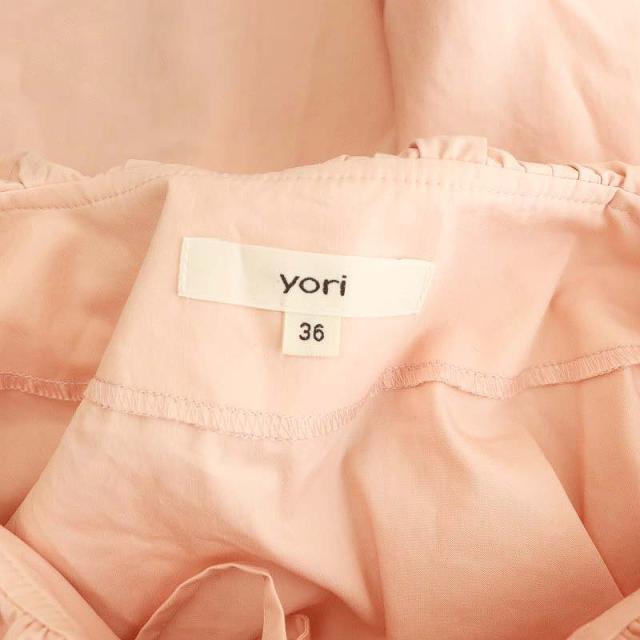 中古】ヨリ yori 23AW ダブルフリルカラーブラウス 長袖 36 サーモン