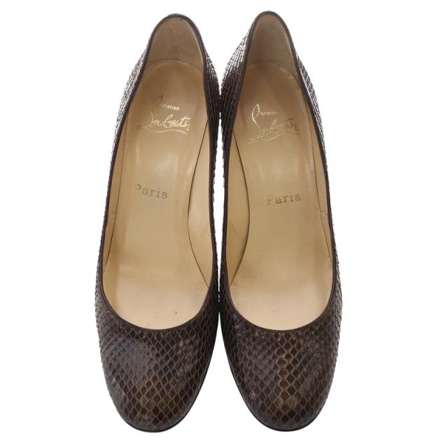ChristianLouboutin クリスチャンルブタン パイソン皮パンプス Pumppie 85 ブラック カーフレザー - Shoes - Women - Christian