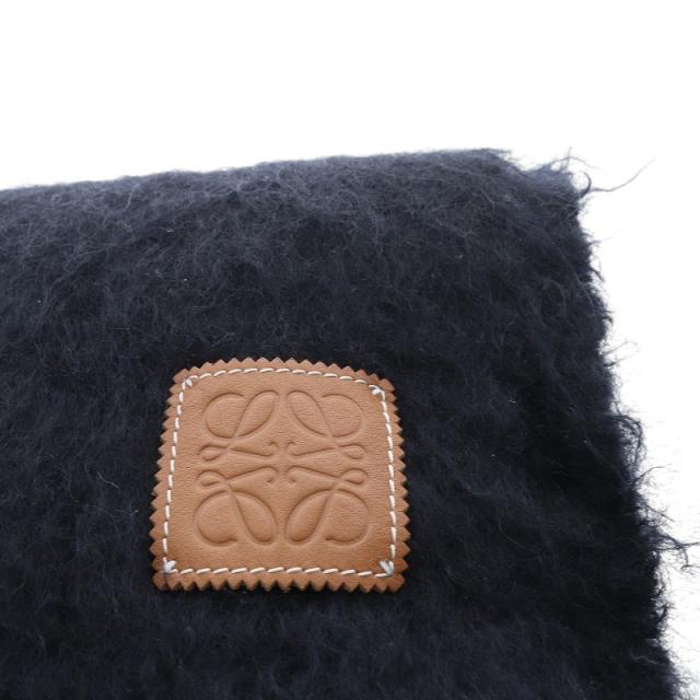 中古】ロエベ LOEWE モヘヤ&ウール アナグラム マフラー ストール 黒