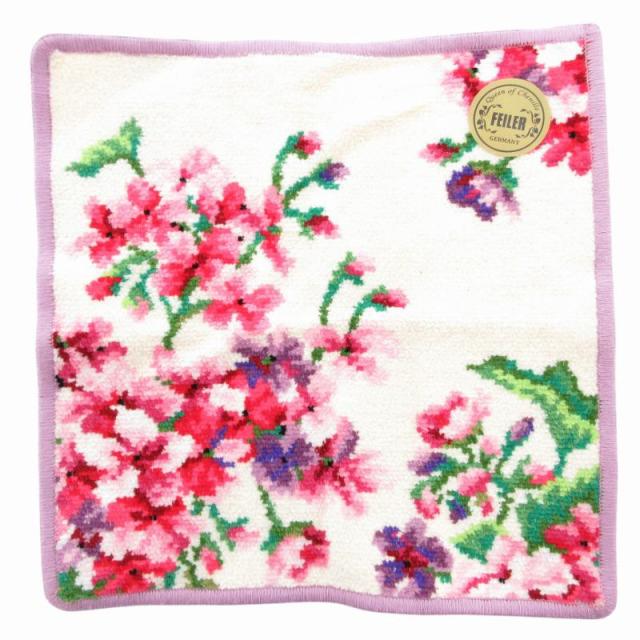 中古】フェイラー FEILER 美品 ゼラニウム ハンカチ ハンドタオル 花柄