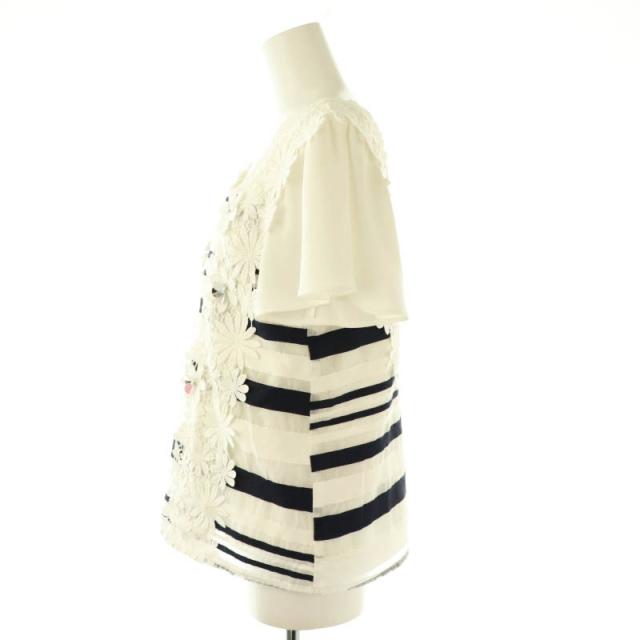 中古】チェスティ Chesty ボーダー 花柄 刺繍 トップス ブラウス 半袖