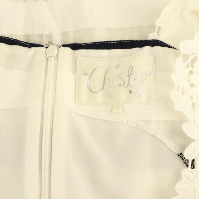 中古】チェスティ Chesty ボーダー 花柄 刺繍 トップス ブラウス 半袖