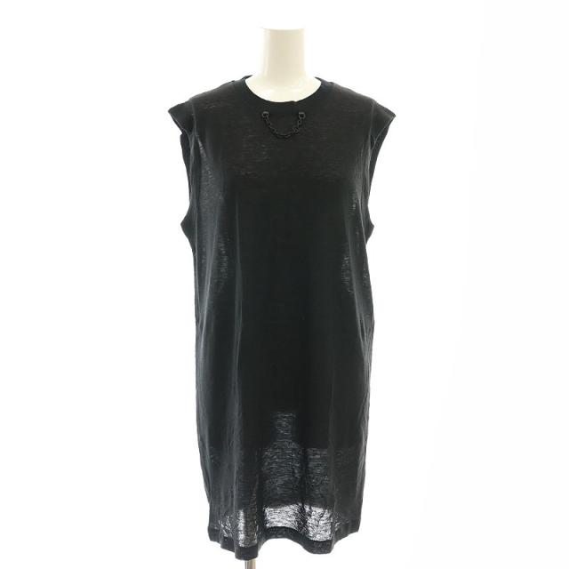 【中古】ルイヴィトン 24SS チェーン装飾 ウールノースリーブトップス カットソー チュニック XS 黒 ■SH レディース