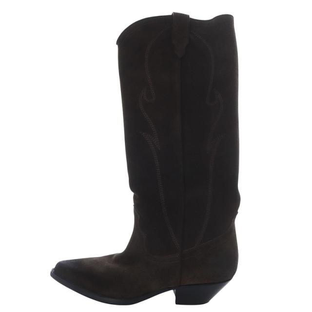 【中古】ソノラ SONORA スエード 刺繍ロングブーツ ポインテッドトゥ 38 茶色 ブラウン /SR9 レディース