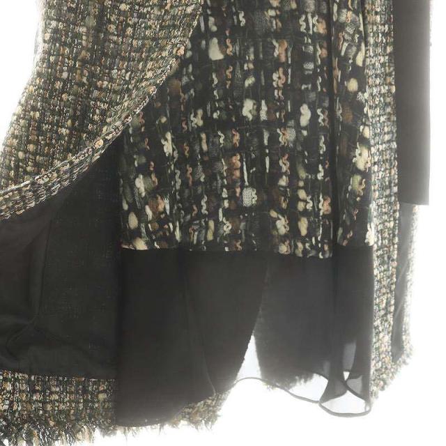 【中古】サカイ sacai ラップデザインツイードロングスカート 0 グリーン ブラック 21-05741 /HK ■OS レディース