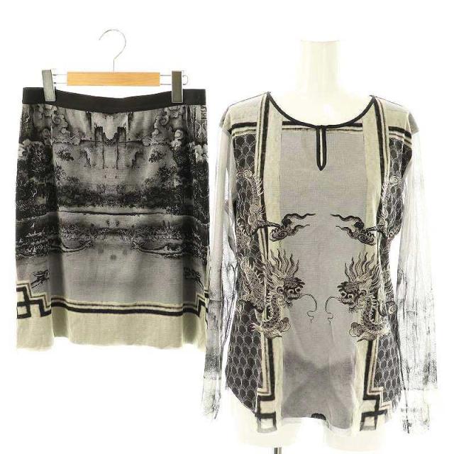 【中古】ヴィヴィアンタム パワーネット スカート セットアップ カットソー グレー マルチカラー レディース
