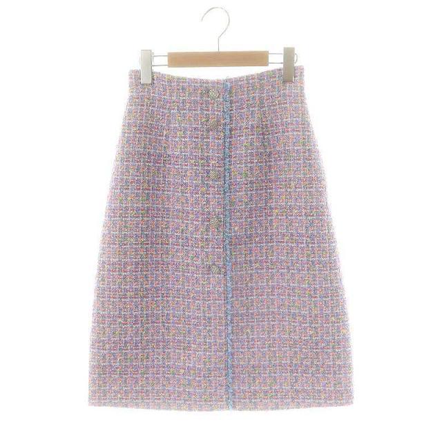【中古】アナイ ANAYI 24SS フィルムラメツイード セミタイトスカート 34 ラベンダー マルチカラー /ES レディース