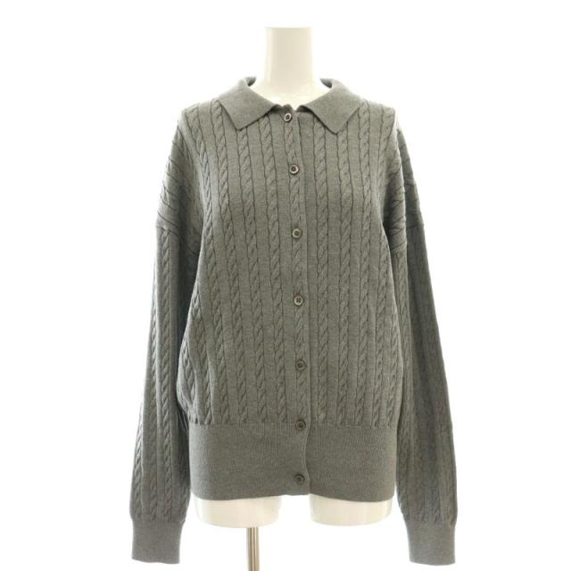 未使用品 ブリル BRILL 25SS ケーブルポロカーディガン ニット F グレー /DO ■OS レディース 中古】未使用品 ブリル BRILL 25SS ケーブルポロカーディガン