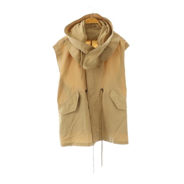 【中古】ヴァシュモン × プルミエ アロンディスモン 25SS シェルタフタモッズベスト フード 36 ベージュ