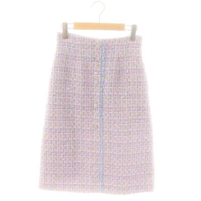 【中古】アナイ ANAYI 24SS フィルムラメツイードセミタイト スカート ロング 36 マルチカラー /HK ■OS レディース