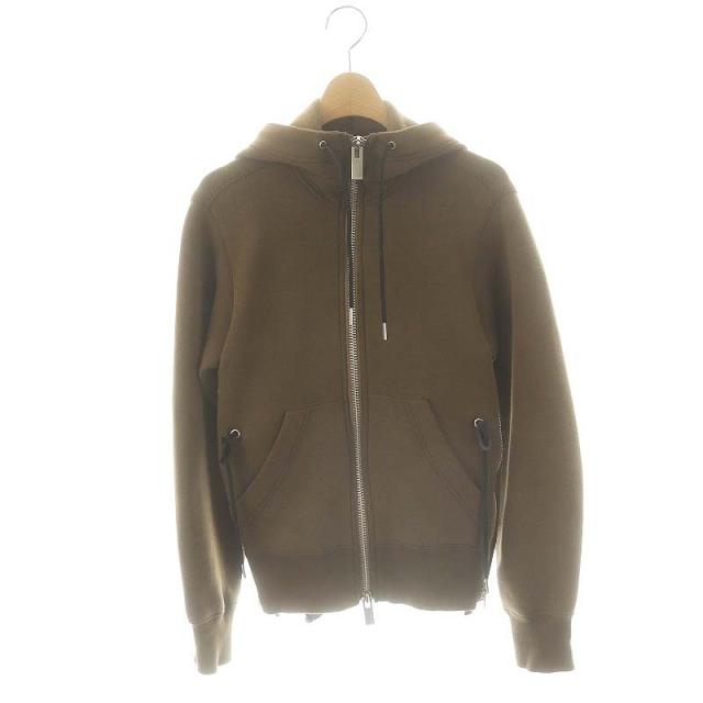 【中古】サカイ sacai Sponge Sweat x Nylon Twill Hoodie パーカー ジップアップ 1 カーキ SCW-077 レディース