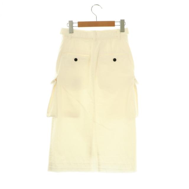 お値下げ☆☆☆sacai カーゴデニムスカート2023ss レア ホワイト　1 中古】サカイ sacai カーゴポケット スカート タイト 0 白 23