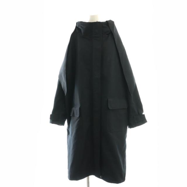 【中古】バレンシアガ BALENCIAGA ナイロンコットン ビッグシルエットコート ロング 34 ネイビー 492013 /HK ■OS
